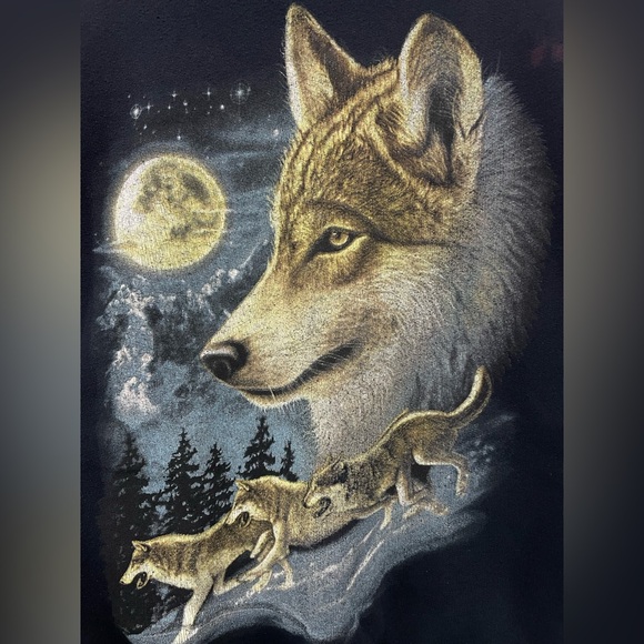 Vintage Wolf Moon Crewneck Sweatshirt, Fits L/XL, Navy - Picture 6 of 6